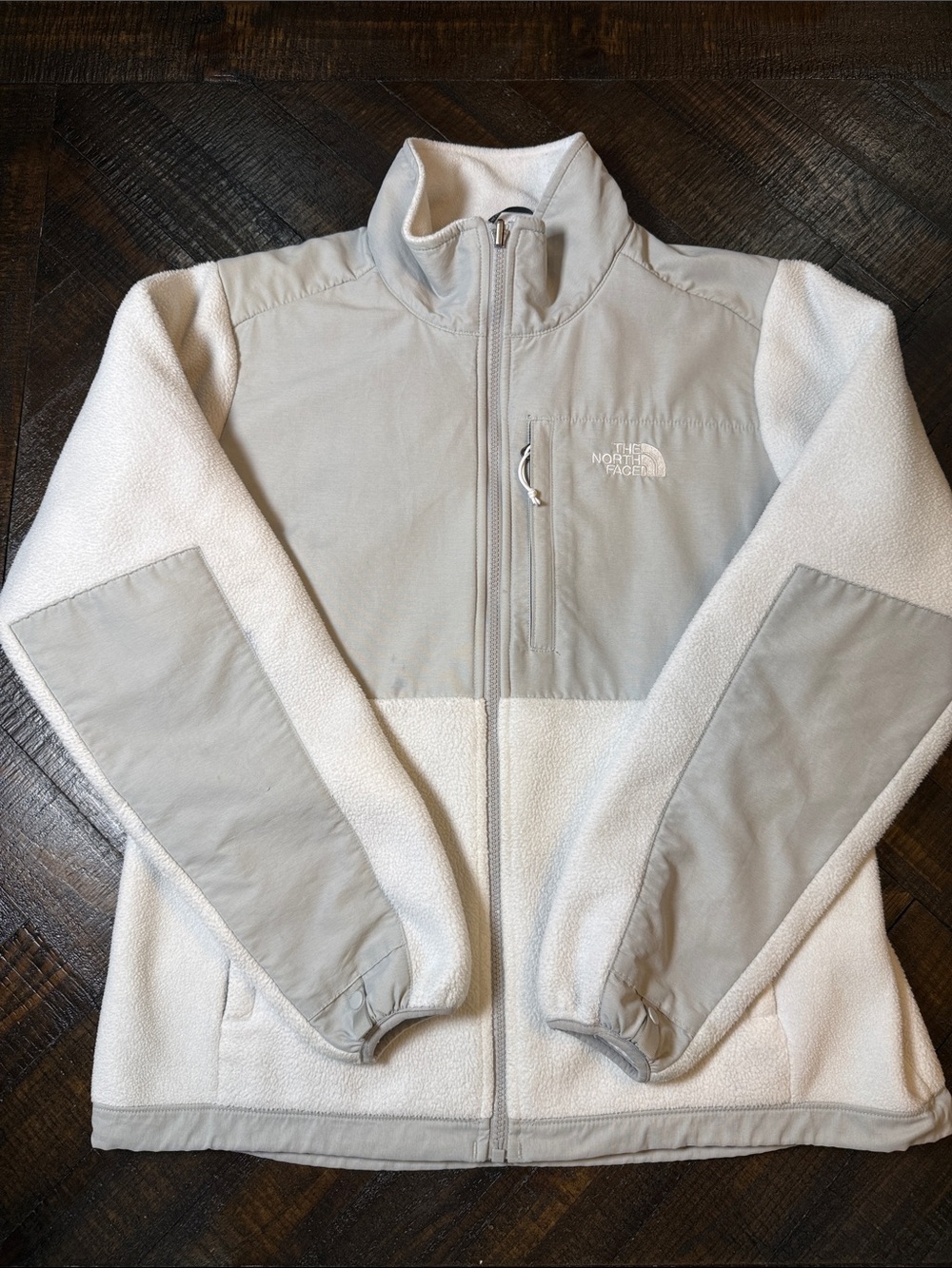 The North Face Women’s L White Gray Heavy Fleece Full Zip Jacket